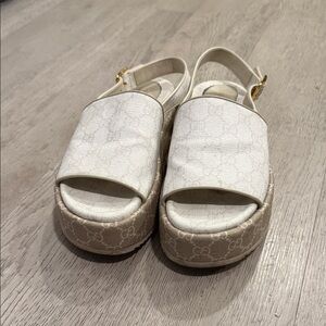 Gucci White Platform Sandals